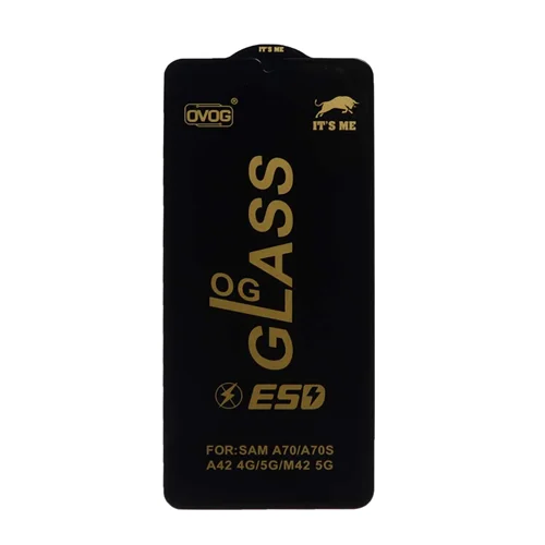 محافظ صفحه نمایش شیشه ای درجه یک Samsung A70 / A70S / A42 / M42 - Full Cover OG - ESD OVOG -